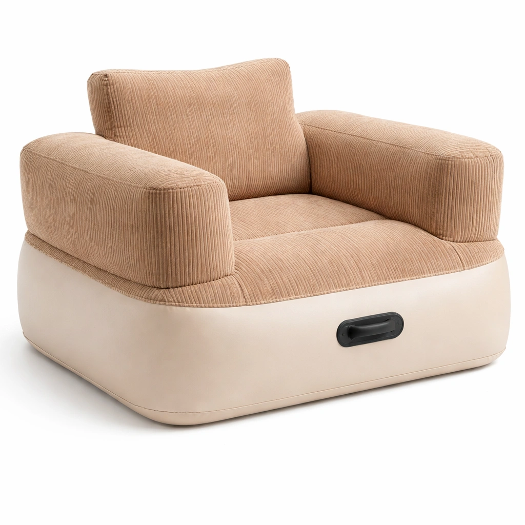 Aufblasbarer Sessel Stoff Optik Beige Relax